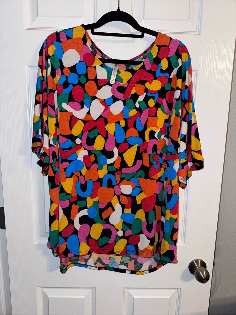 Bright Multicolor Abstract Print Relaxed Tunic Top